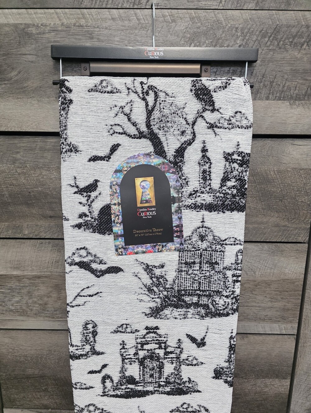 Cynthia Rowley Halloween Throw Blanket Haunted House Raven New